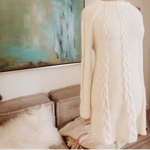White Cable Knit Sweater Dress